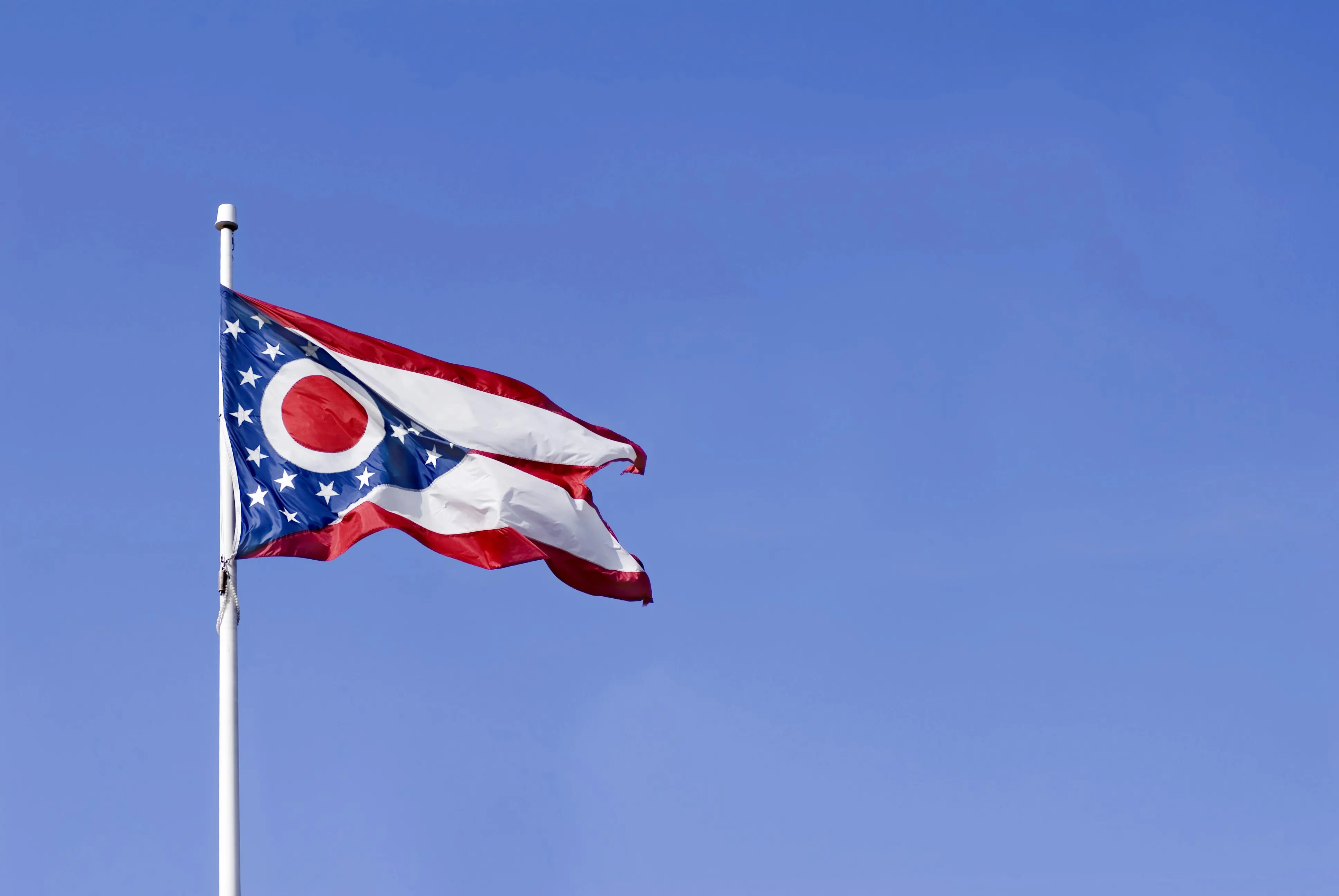 Ohio State flag flapping in the wind
