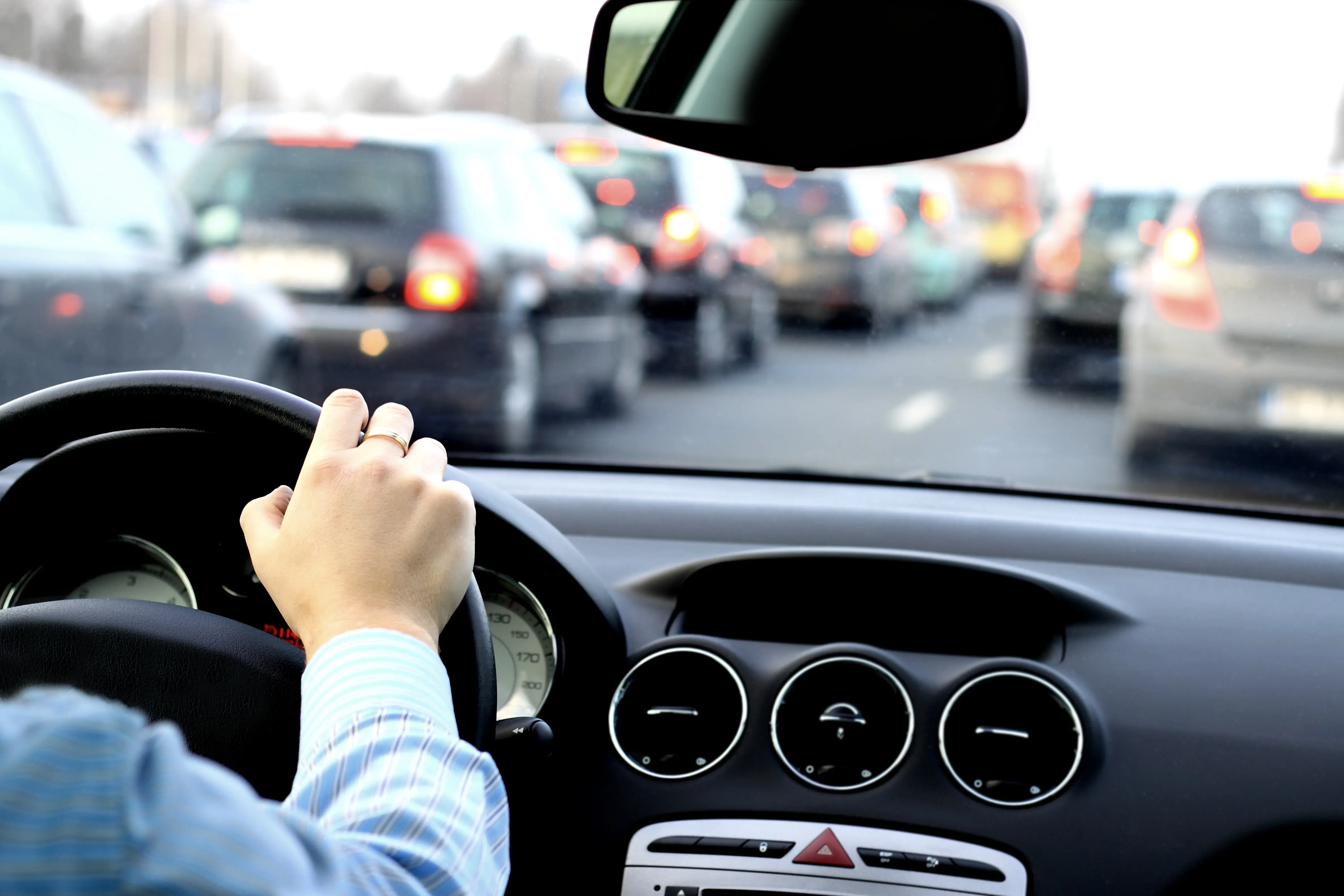 Person driving in traffic