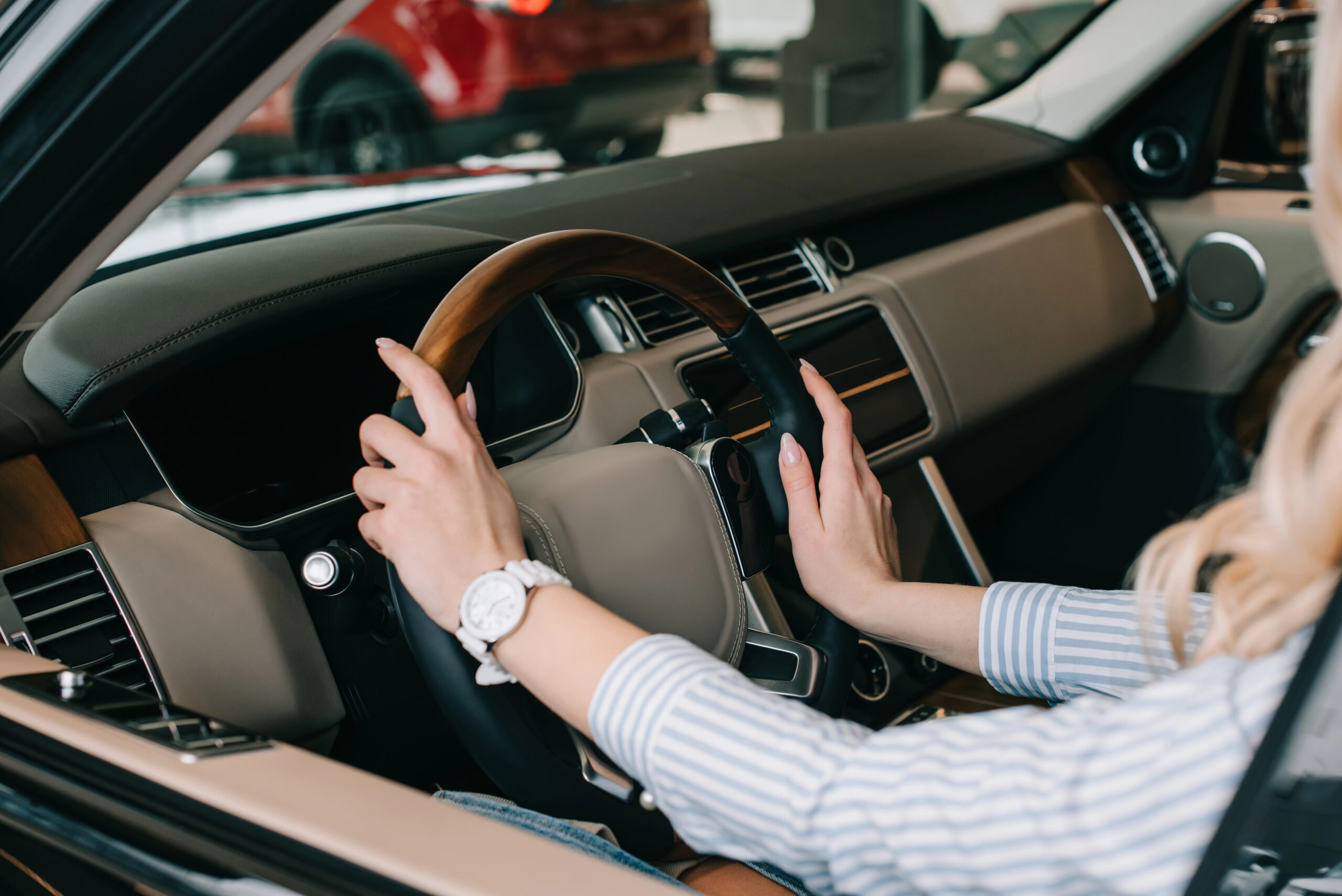 Female driver in the drivers seat