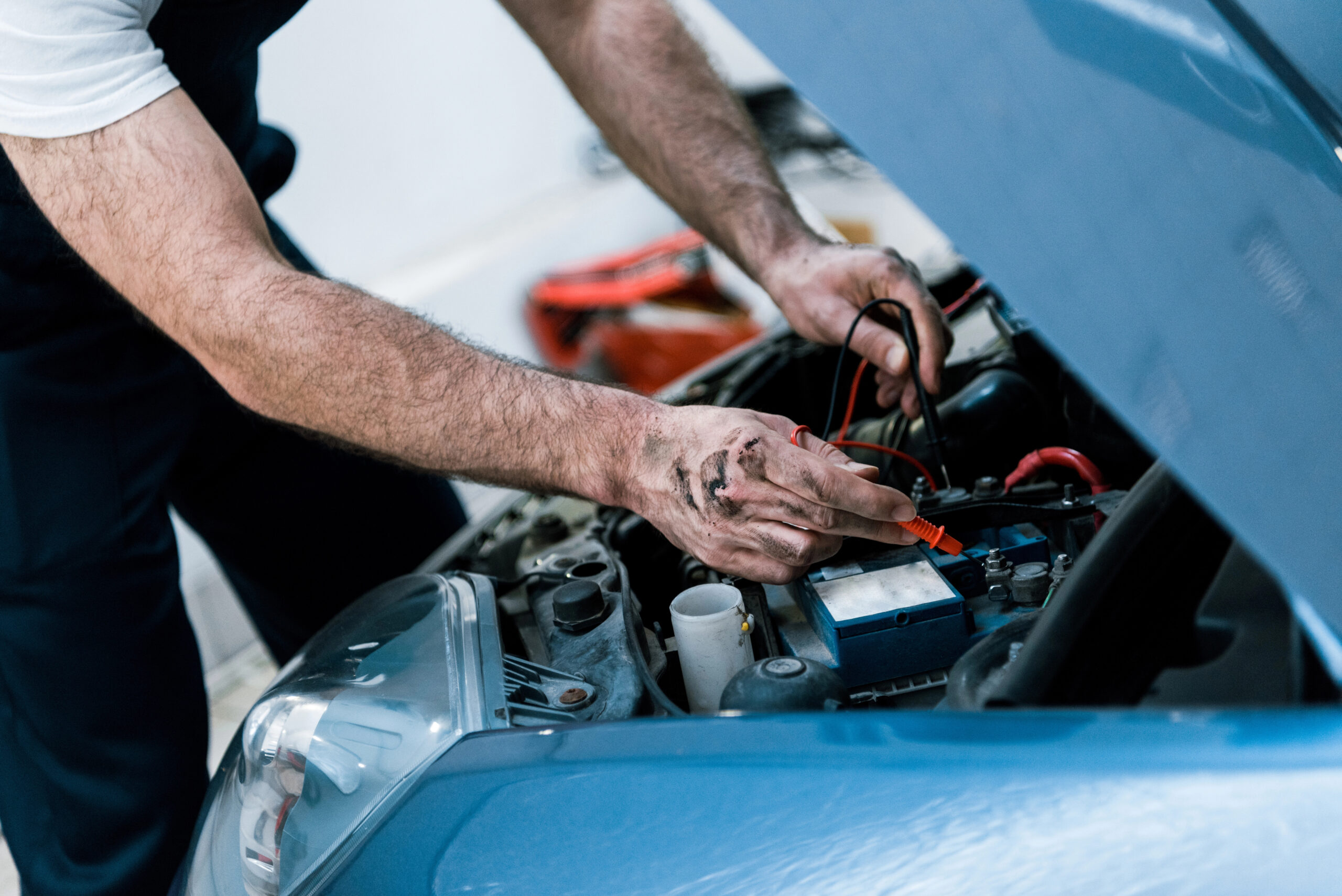 Mechanic fixing engine