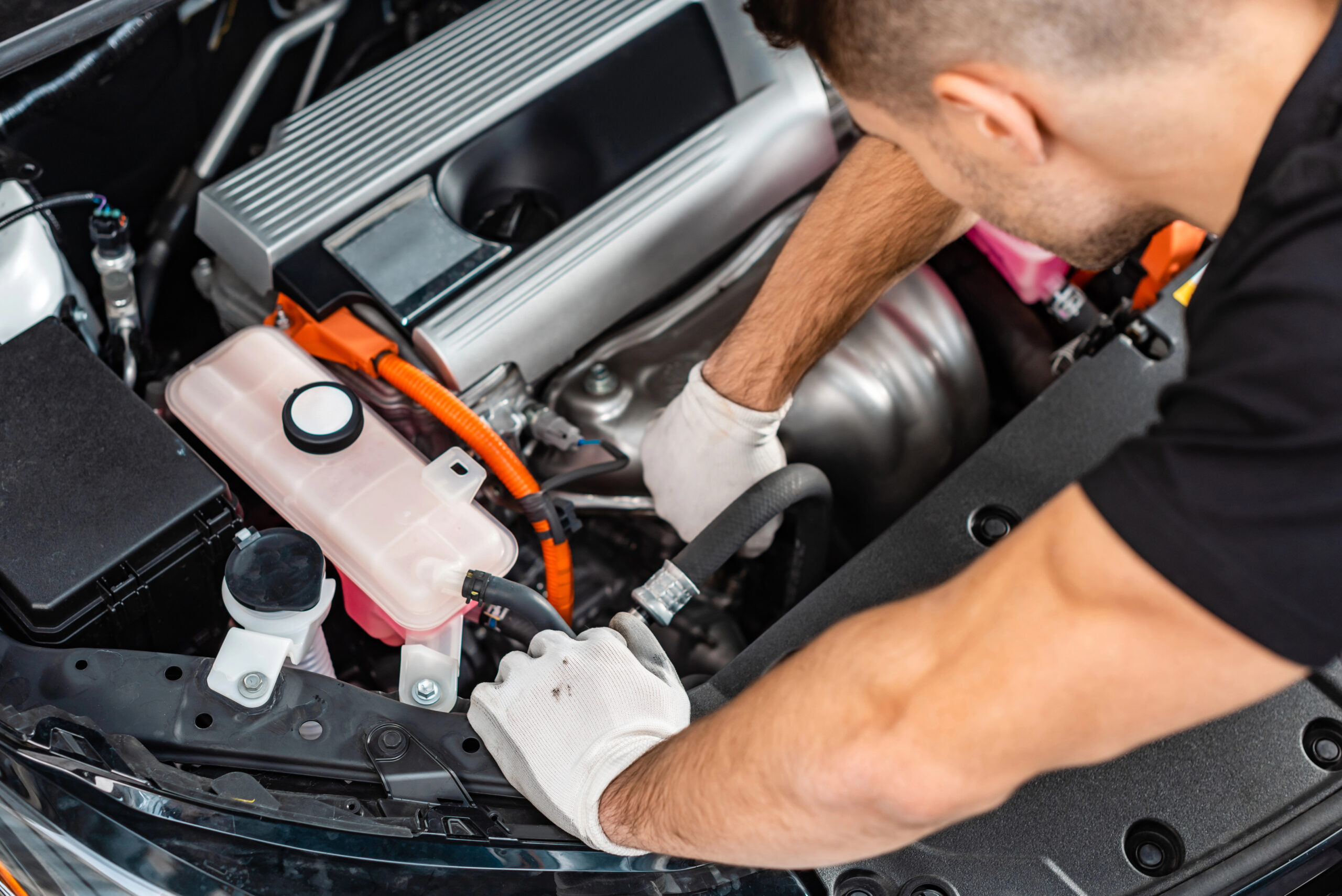 Mechanic fixing engine