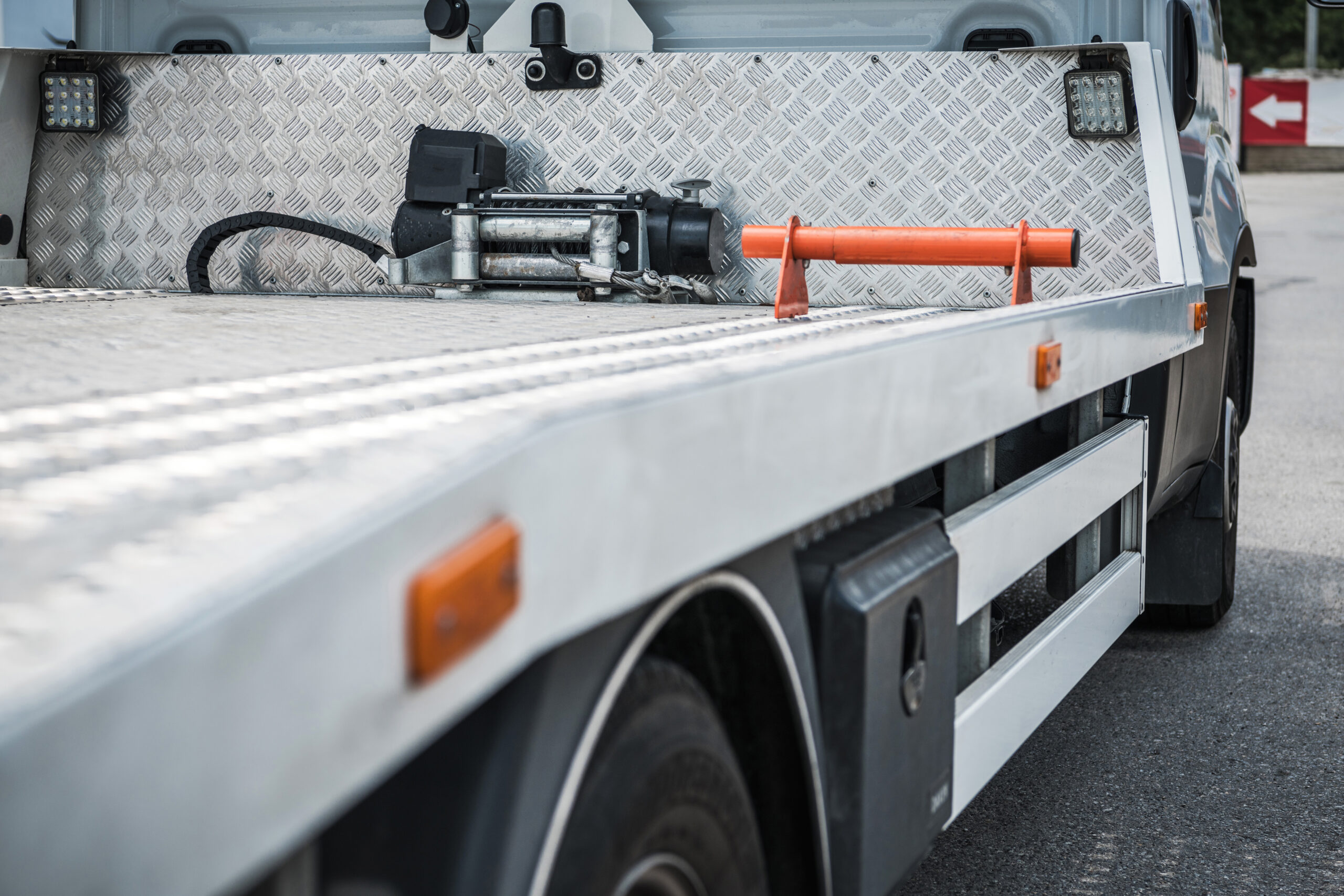 Rear view of Repo truck