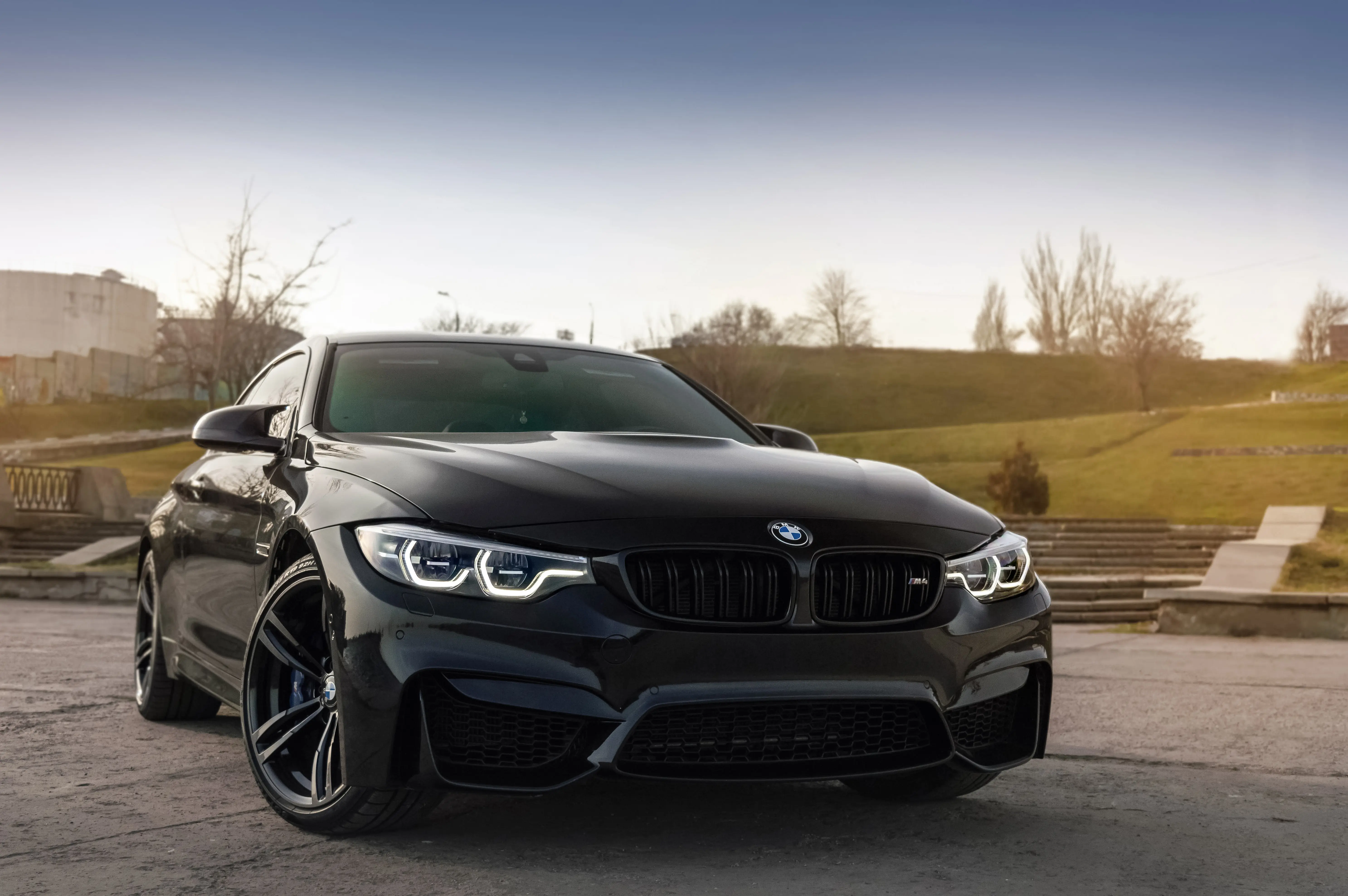 front view of black BMW
