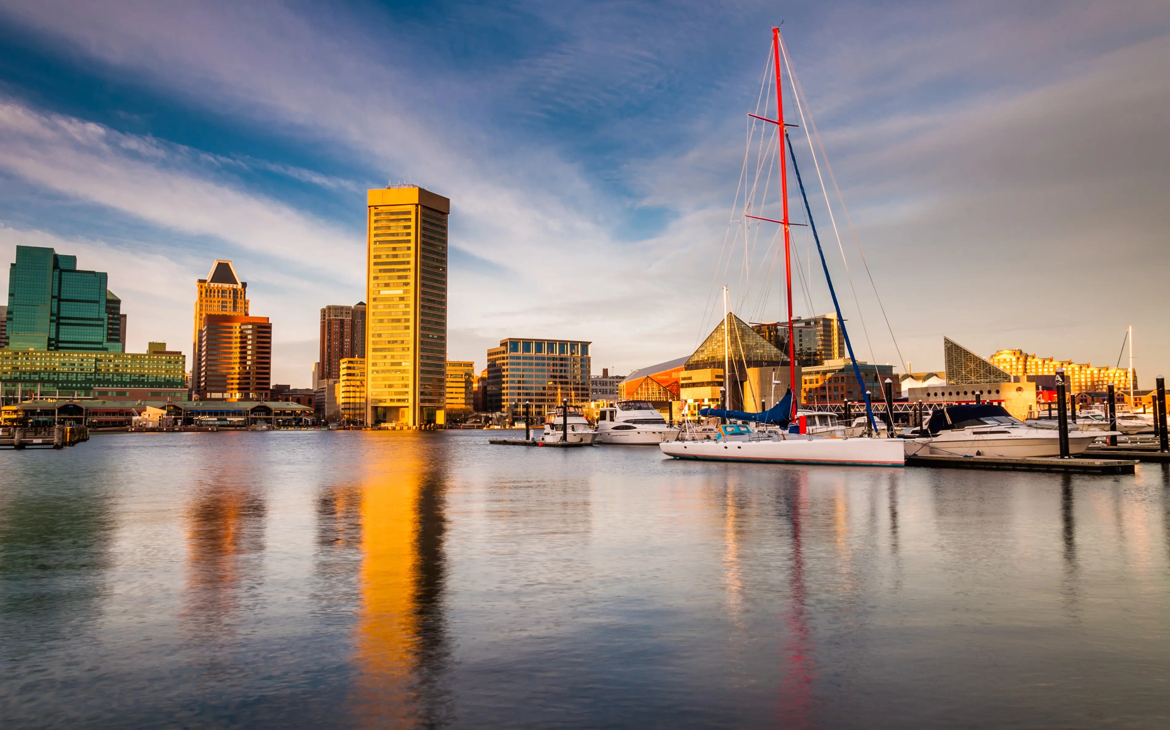 Evening light on the Inner Harbor, Baltimore, Maryland