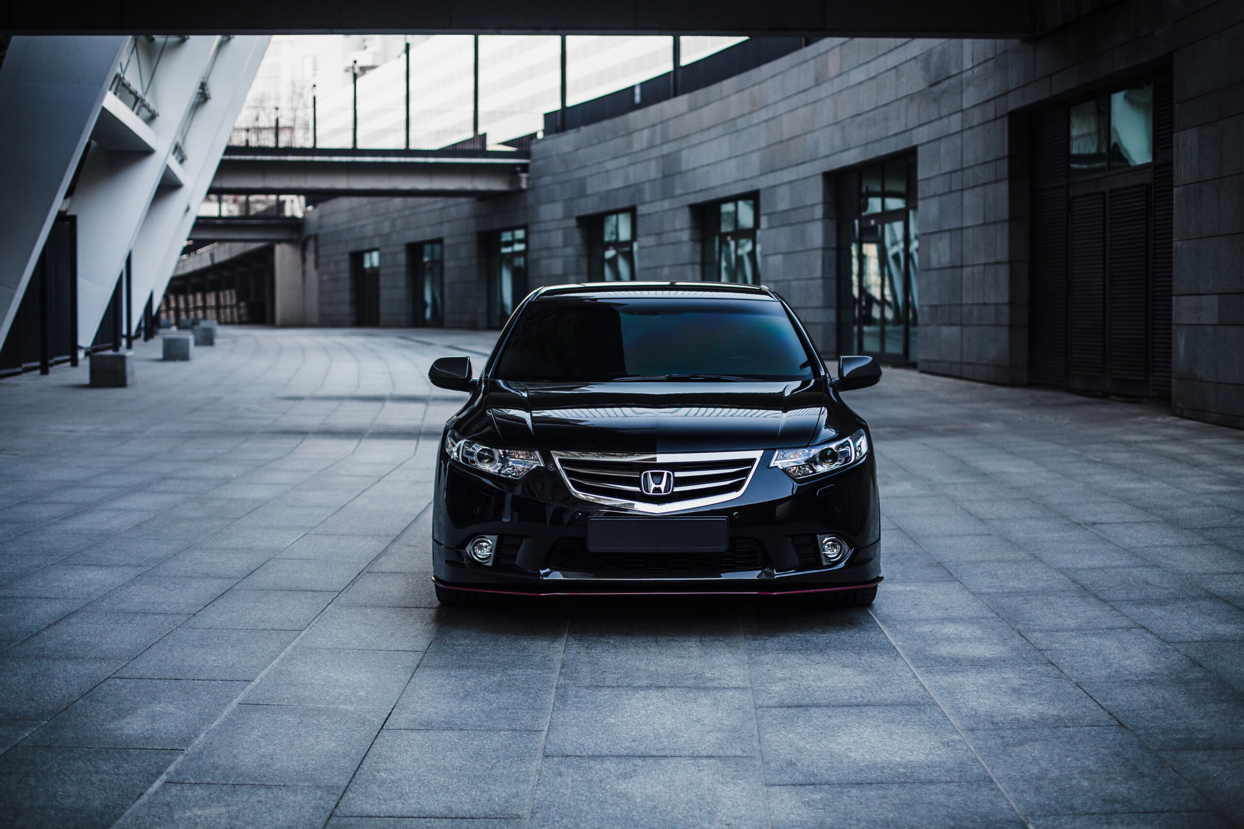 Black Honda Accord Type s frontview.