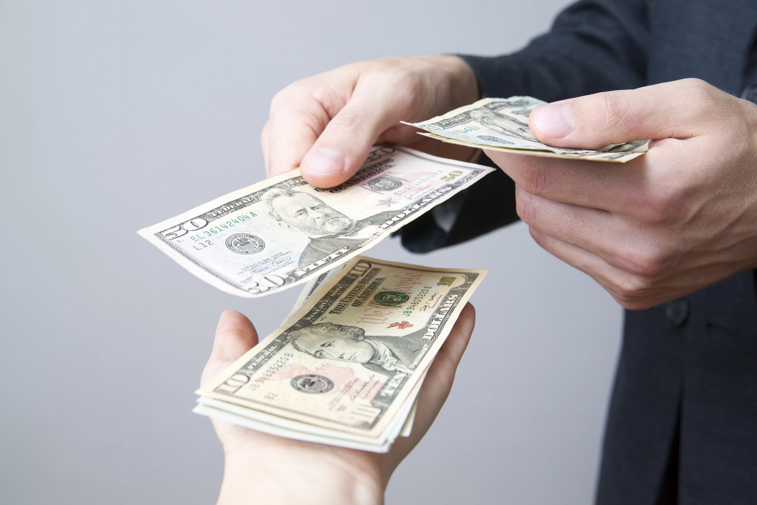 Person making a cash payment