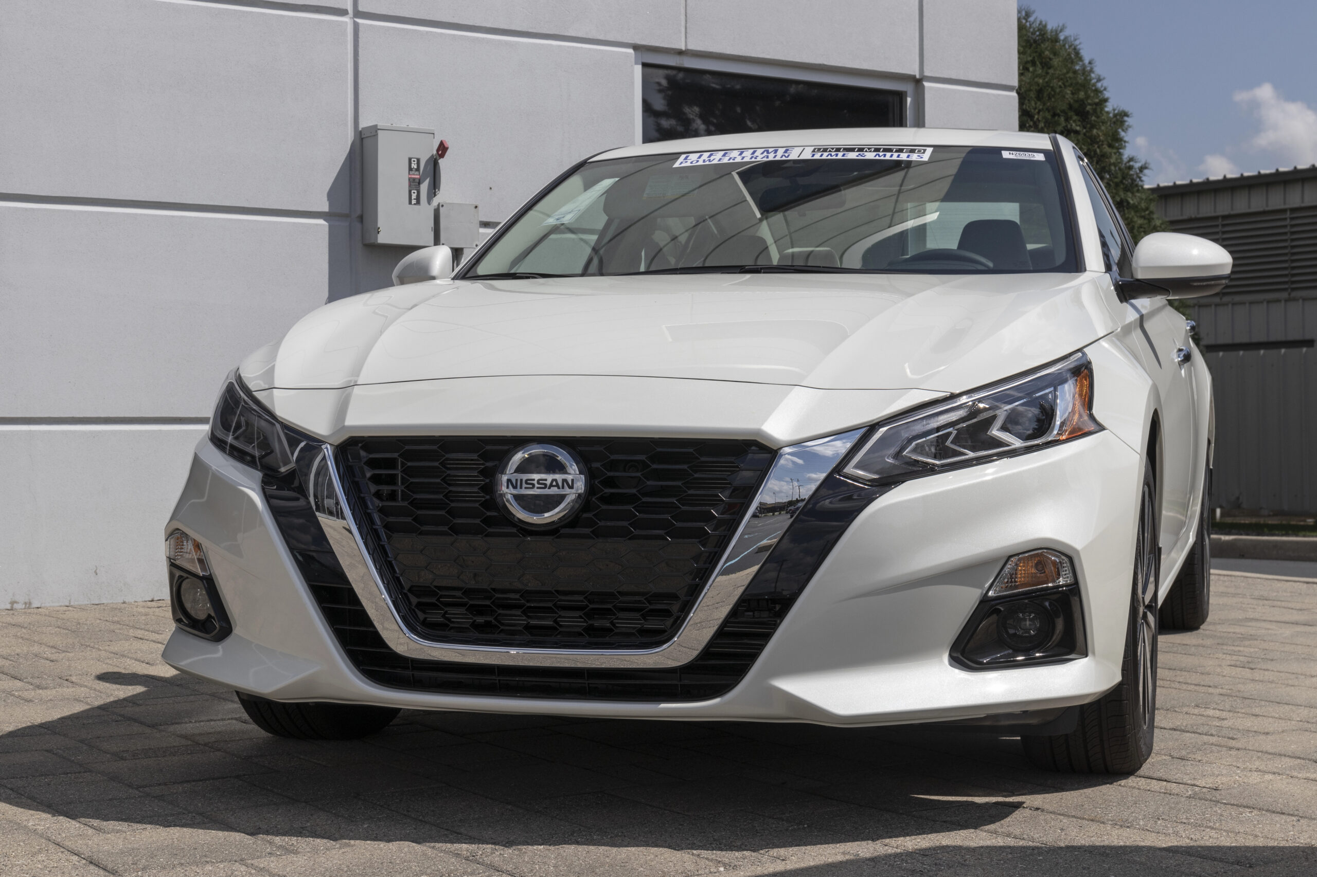 Front view of a white Nissan Altima