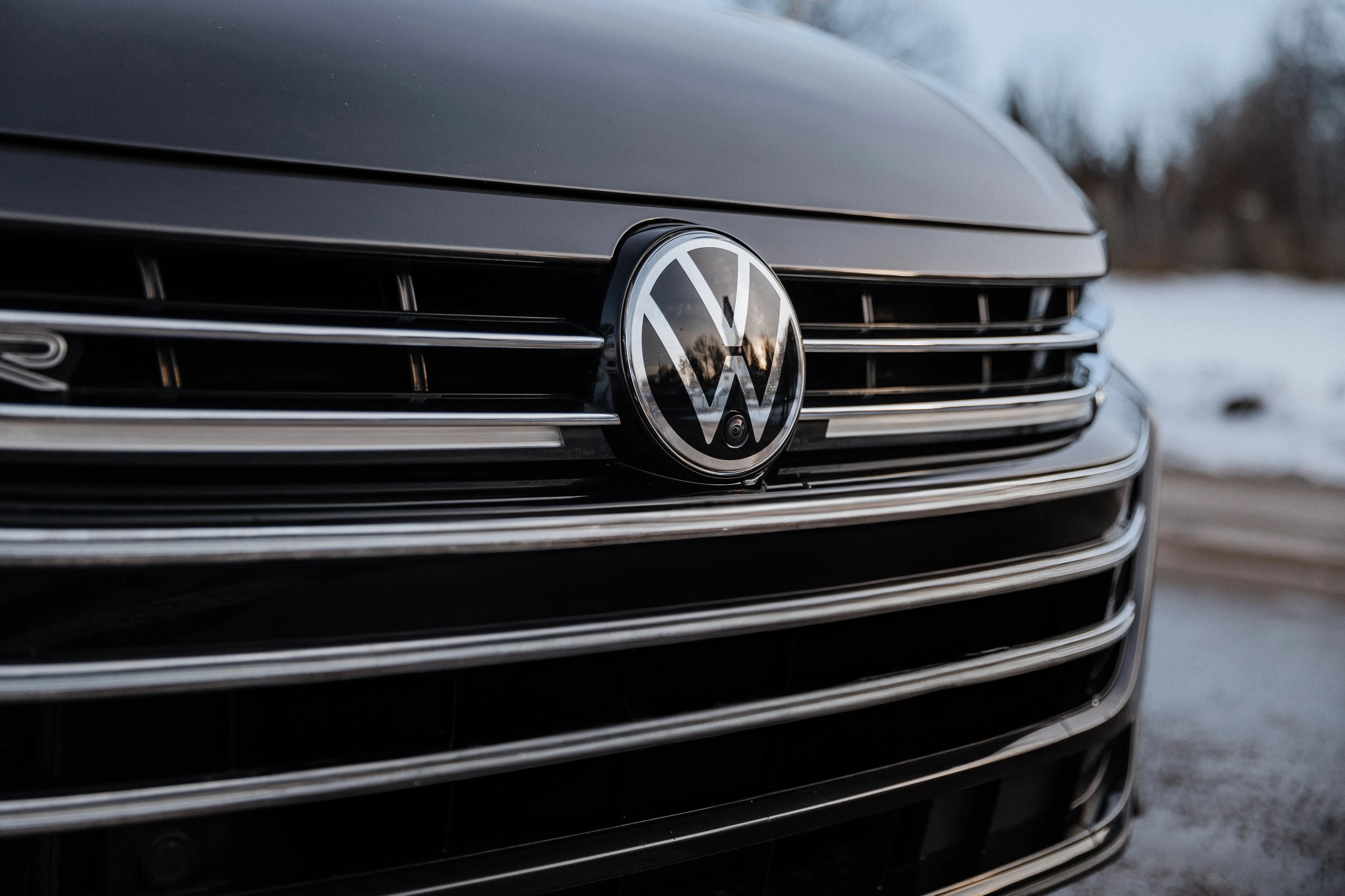 Up close of black Volkswagen bumper