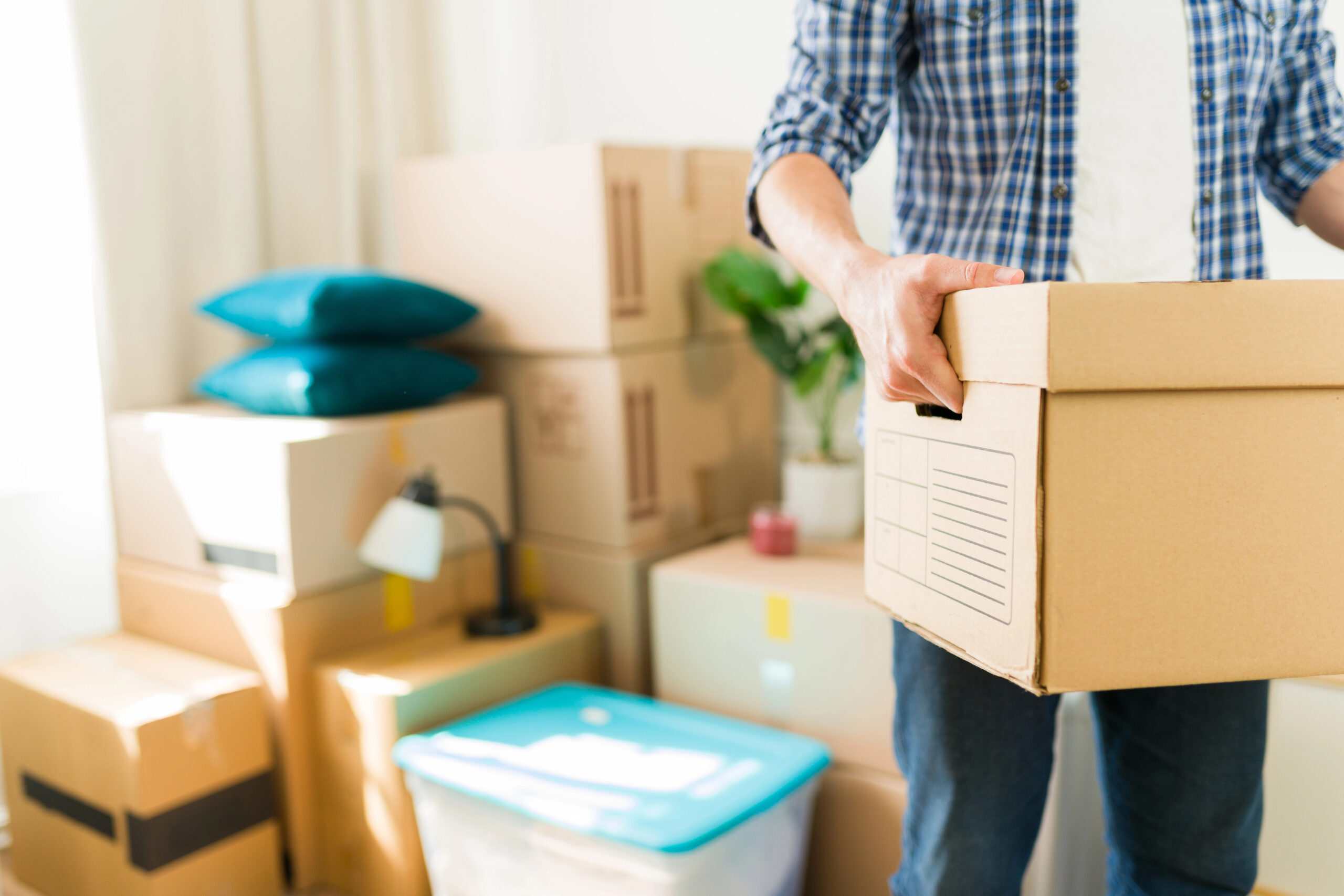 Person holding moving box