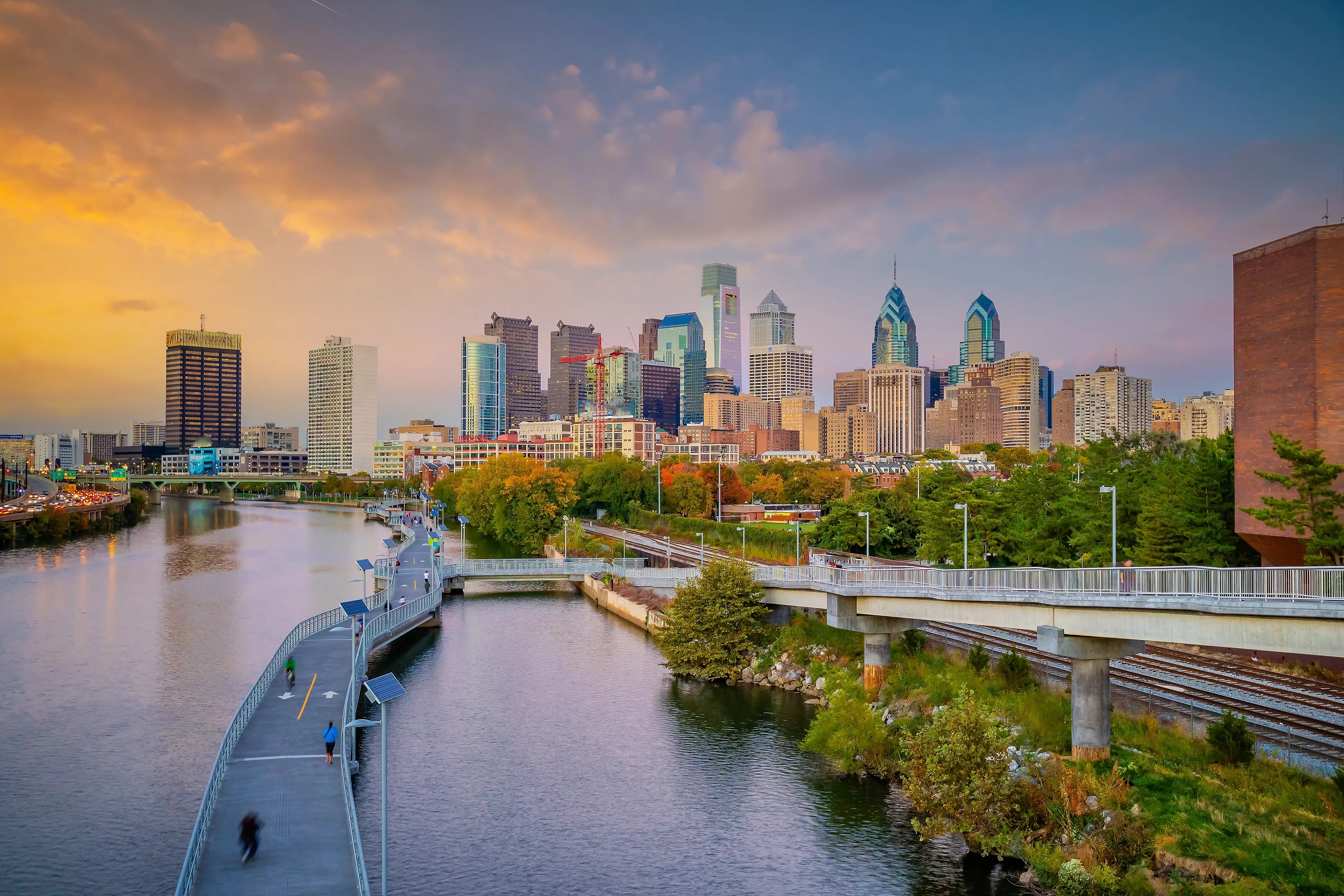 Pennsylvania cityline at sunset