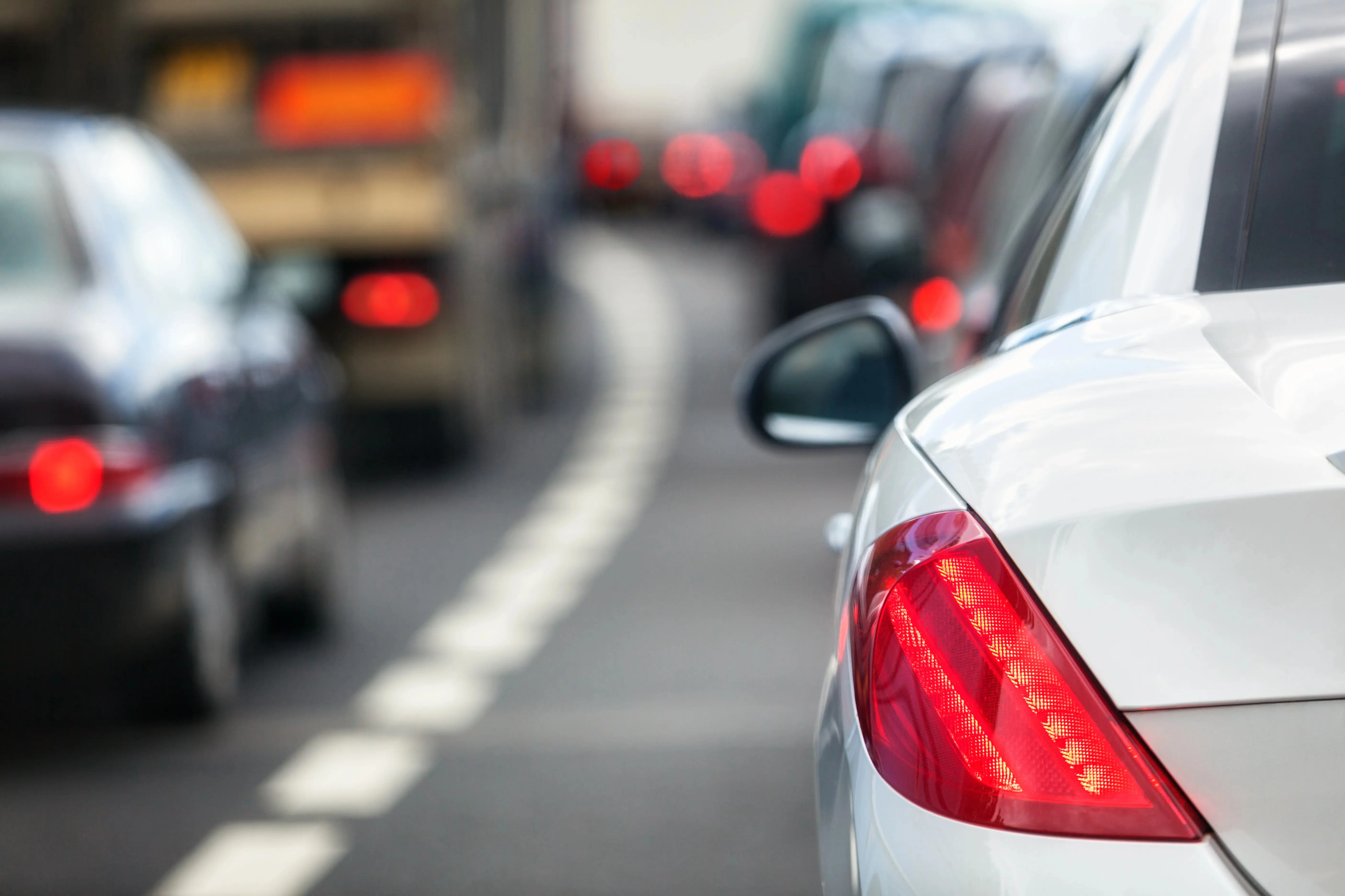 Car brake lights in traffic