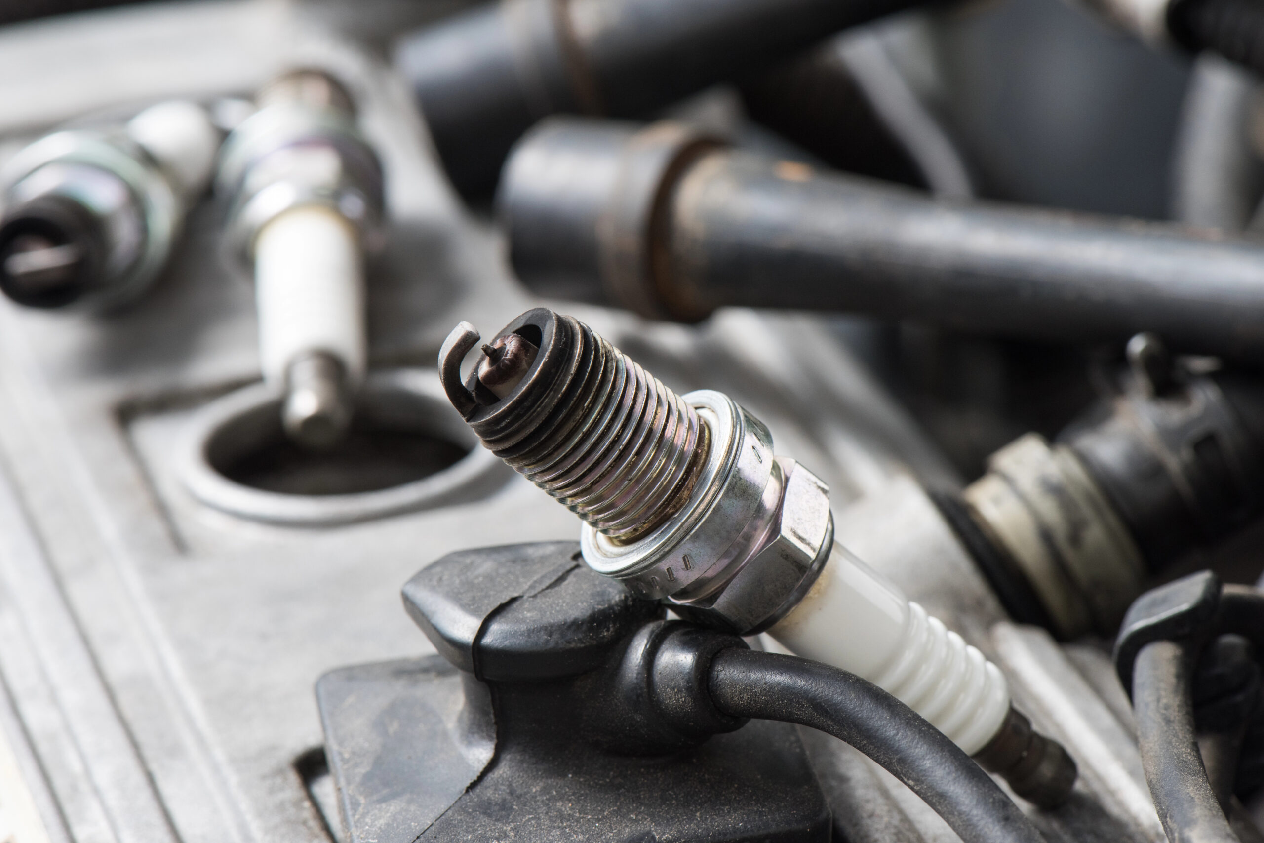 Close up of spark plugs