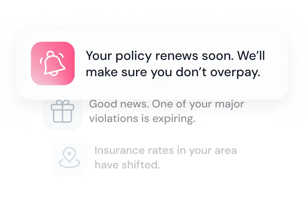 A notification in the Jerry app saying the policy renews soon and Jerry will check the price.